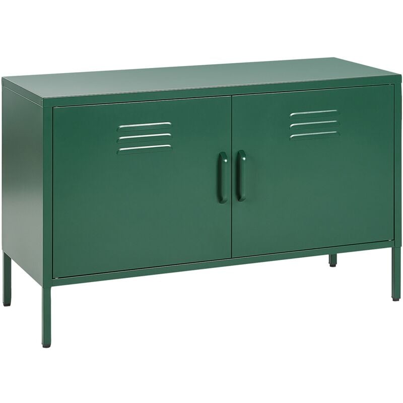 foto del prodotto credenza in metallo verde con piedini alti e ripiani 100 x 40 x 65 cm uria