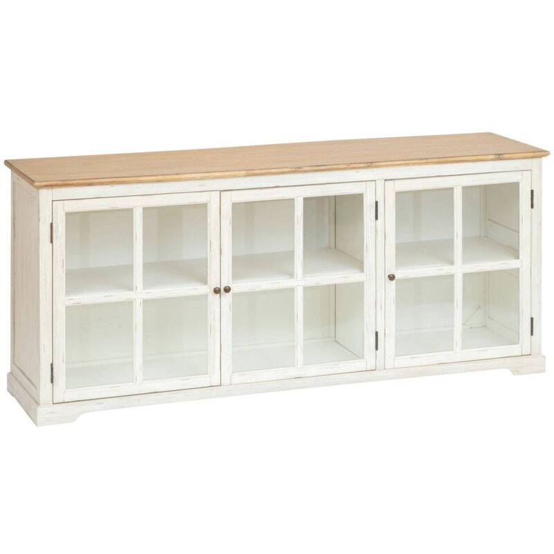 foto del prodotto credenza in vetro a 3 ante olbia 180x80cm bianco atmosphera cr ateur d int rieur