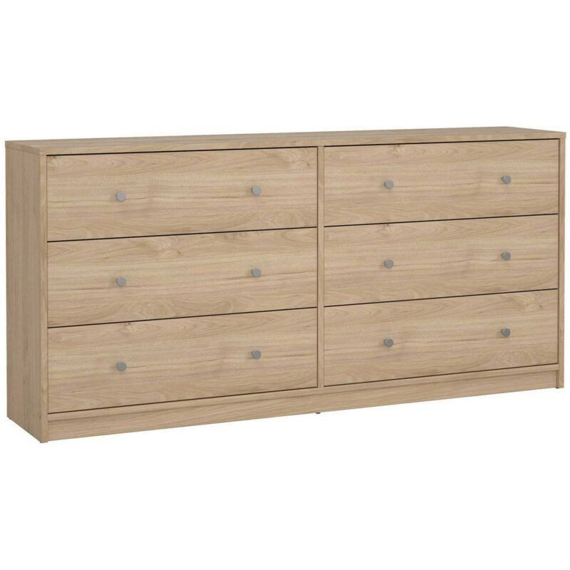 foto del prodotto credenza janine, buffet da soggiorno, madia da salotto, dispensa da cucina, 143x30 h68 cm, rovere dmora