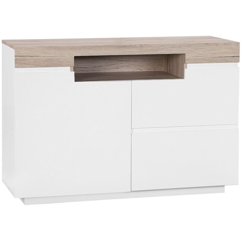 foto del prodotto credenza laminata in color legno chiaro bianco marlin