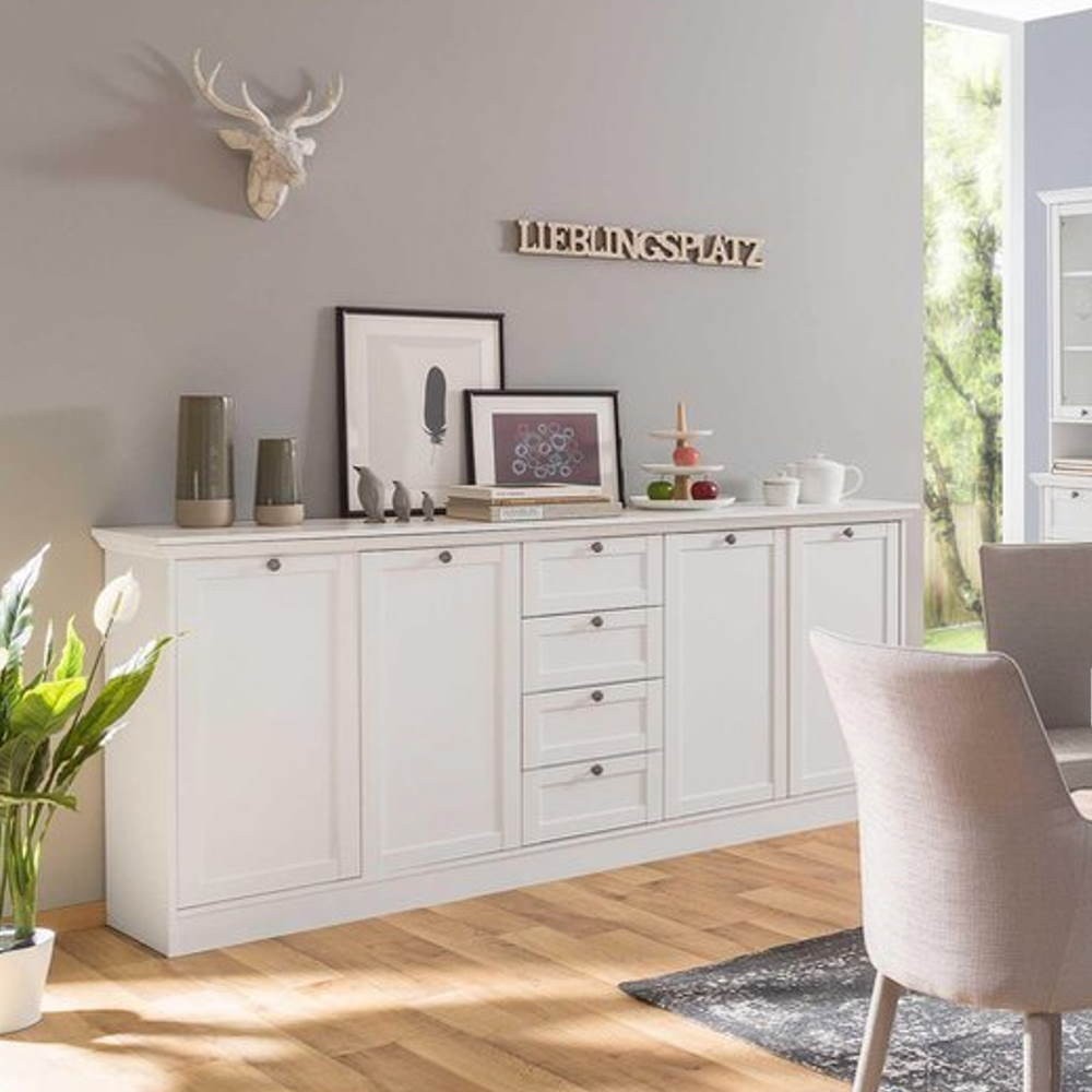 foto del prodotto credenza landwood 52 colore bianco 4 ante e 4 cassetti