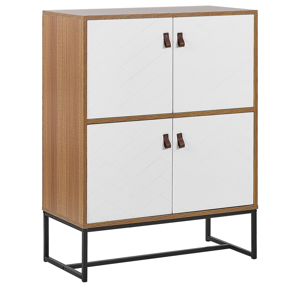foto del prodotto credenza legno chiaro con gambe in metallo 2 scomparti 4 ante 100 x 76 cm nueva