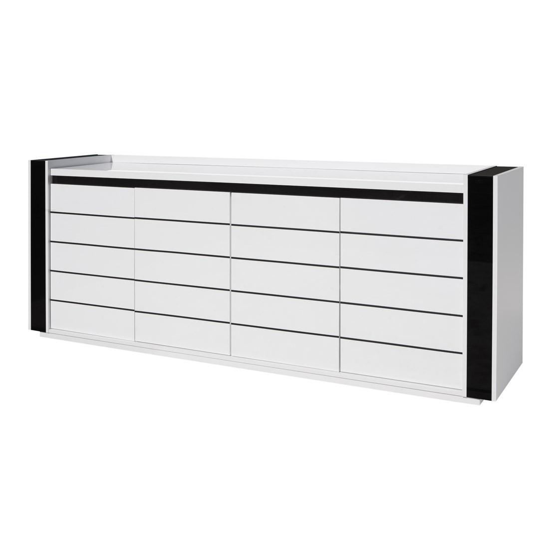 foto del prodotto credenza lina bianca e nera con led 220 x 87 x 50 cm