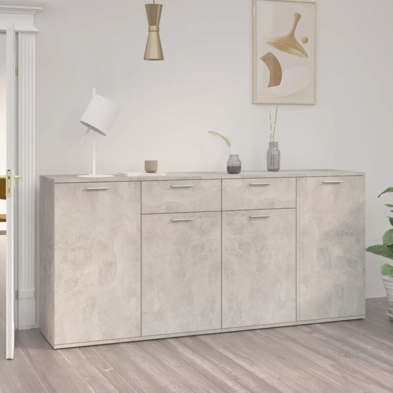 foto del prodotto credenza madia moderna ,buffet da cucina ,grigio cemento 160x36x75 cm in truciolato itd64042