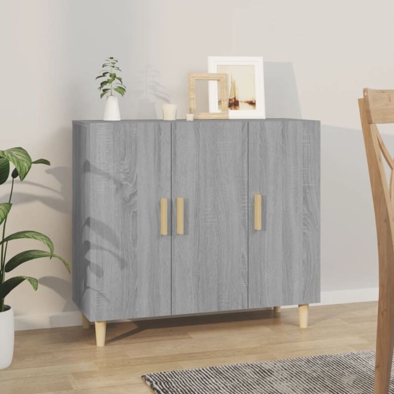 foto del prodotto credenza madia moderna ,buffet da cucina ,grigio sonoma 90x34x80 cm in legno multistrato itd61554
