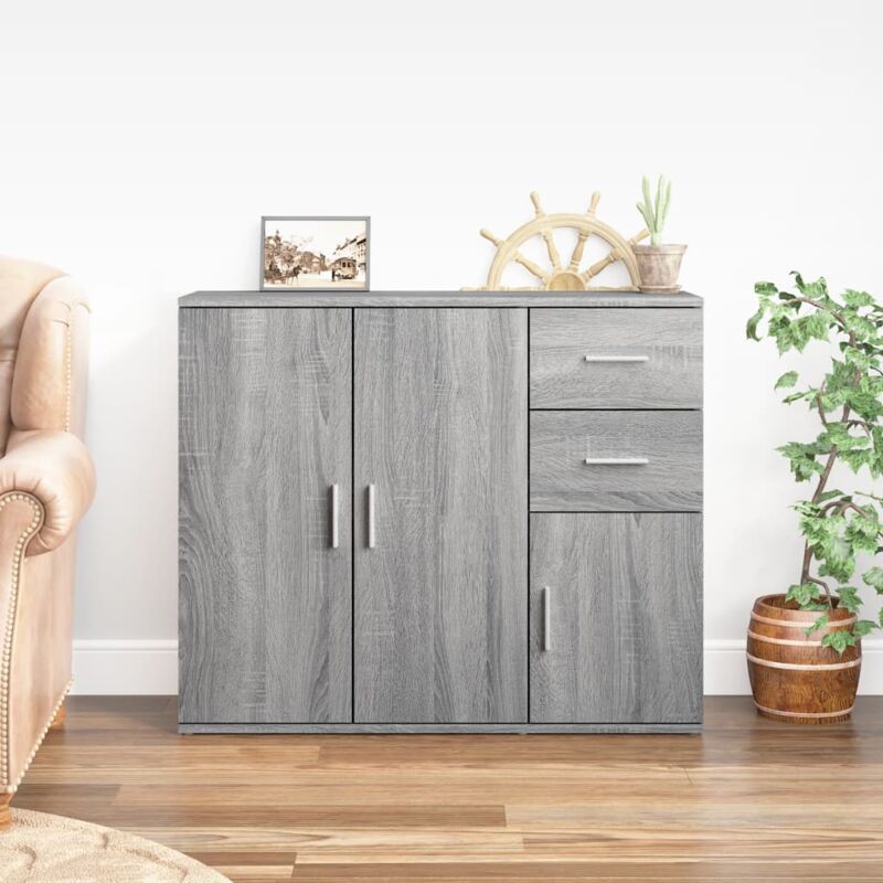 foto del prodotto credenza madia moderna ,buffet da cucina ,grigio sonoma 91x29,5x75 cm in legno multistrato itd69574