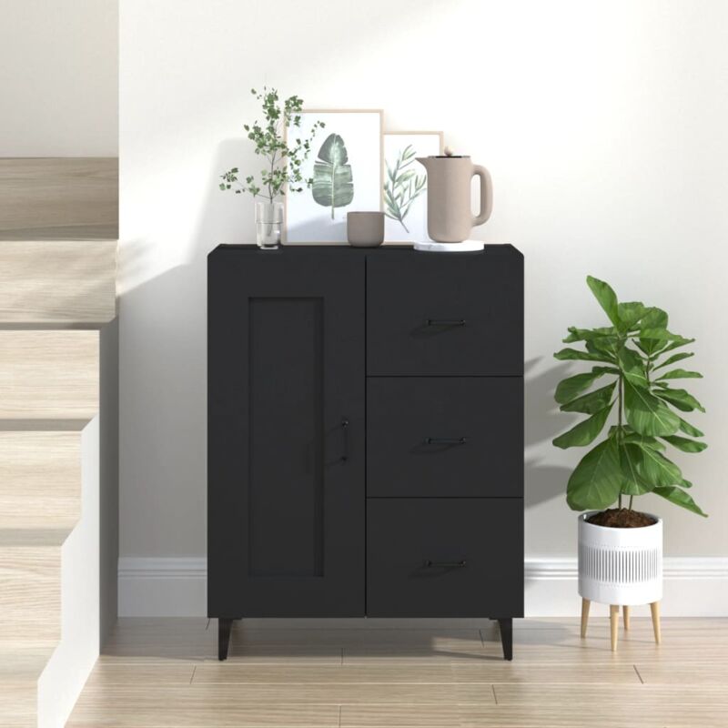 foto del prodotto credenza madia moderna ,buffet da cucina ,nera 69,5x34x90 cm in legno multistrato itd62358