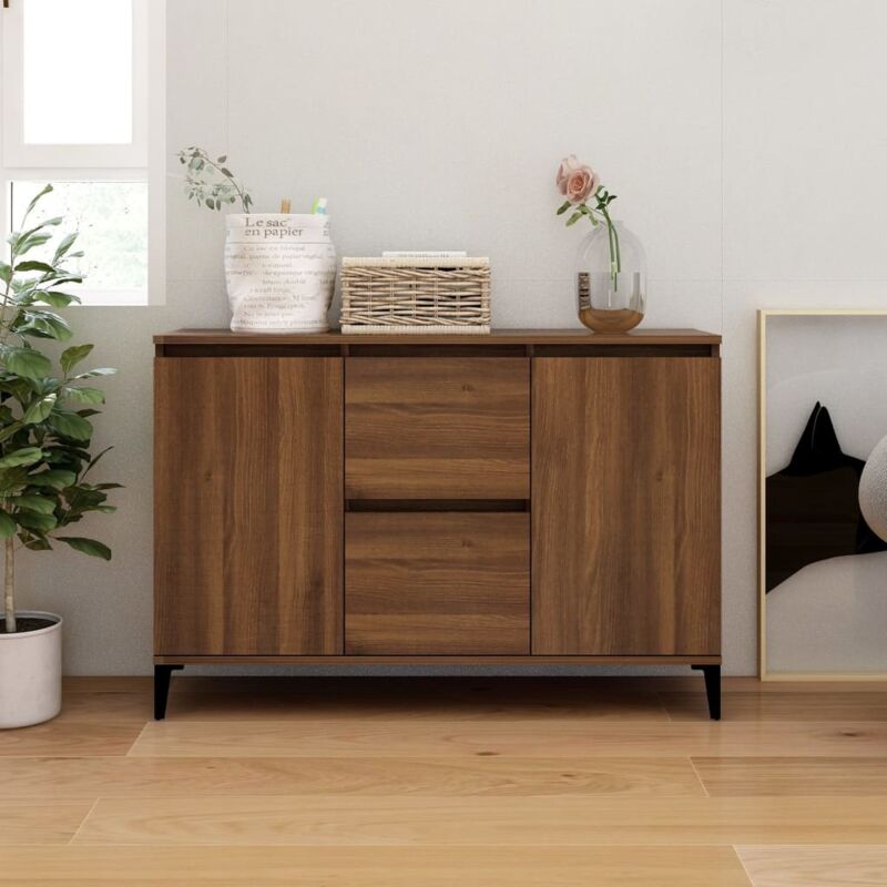 foto del prodotto credenza madia moderna ,buffet da cucina ,rovere marrone 104x35x70 cm in legno ingegnerizzato itd14665