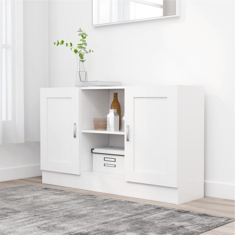foto del prodotto credenza,madia per salotto,buffet da cucina moderna bianco lucido 120x30,5x70 cm in truciolato mci347723 bonnevie