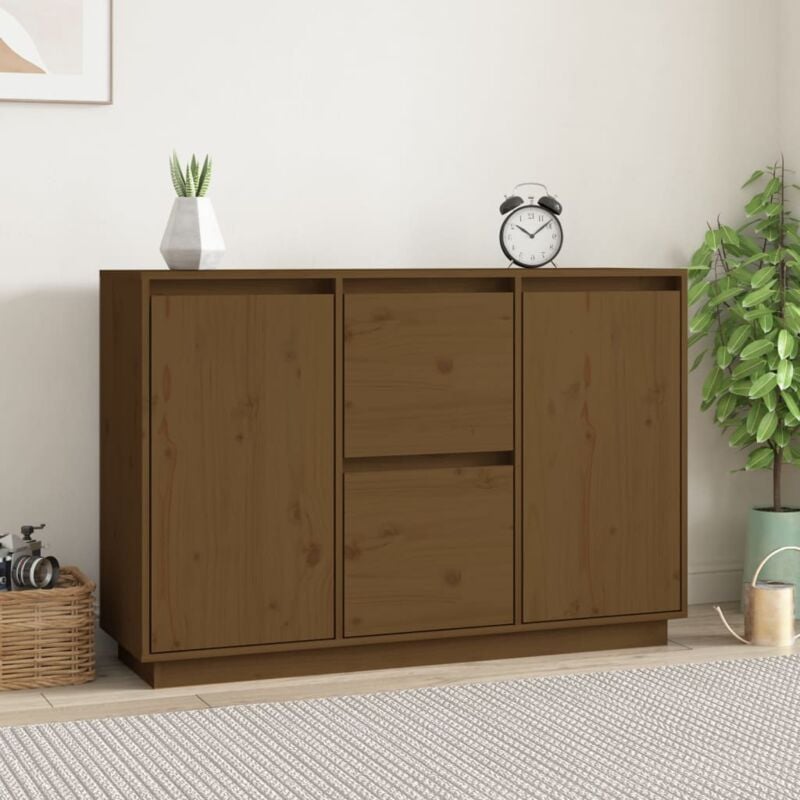foto del prodotto credenza marrone ambra 111x34x75 cm in legno massello di pino vidaxl