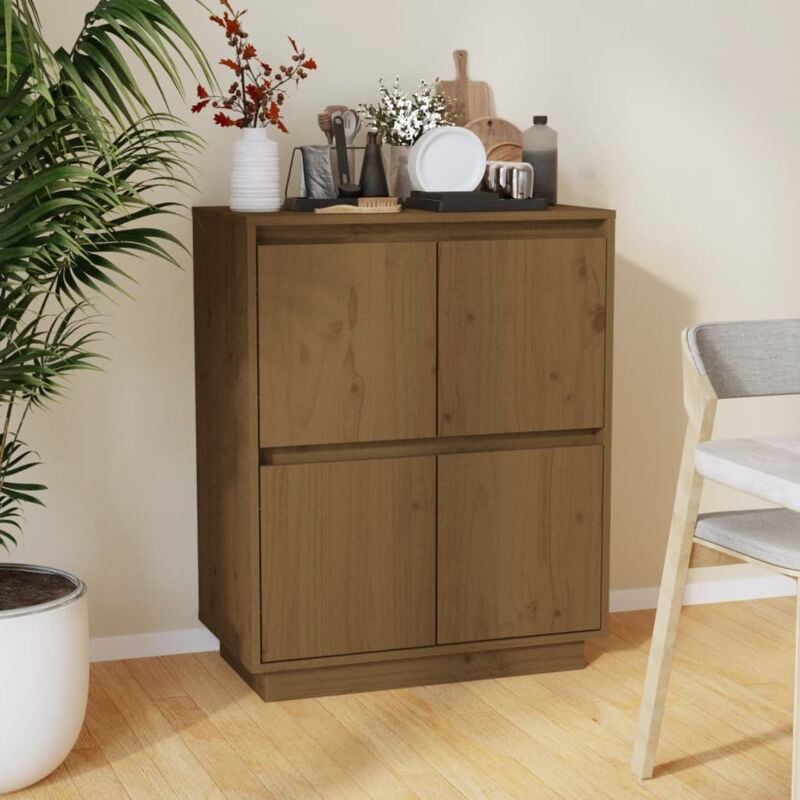foto del prodotto credenza marrone ambra 60x34x75 cm in legno massello di pino vidaxl