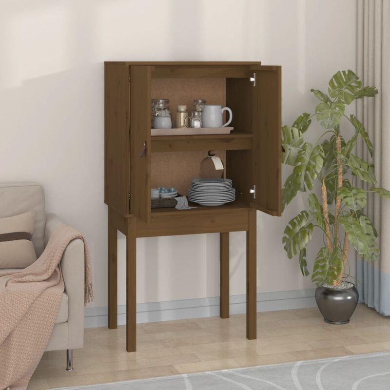 foto del prodotto credenza marrone ambra 60x40x120 cm in legno massello di pino - vidaxl