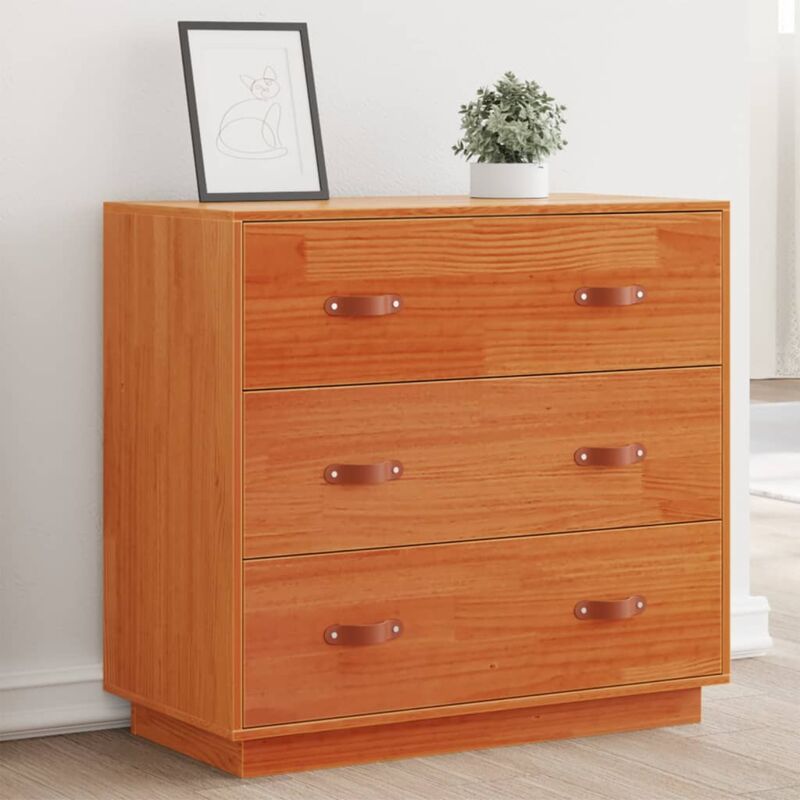 foto del prodotto credenza marrone cera 80x40x75 cm in legno massello di pino vidaxl