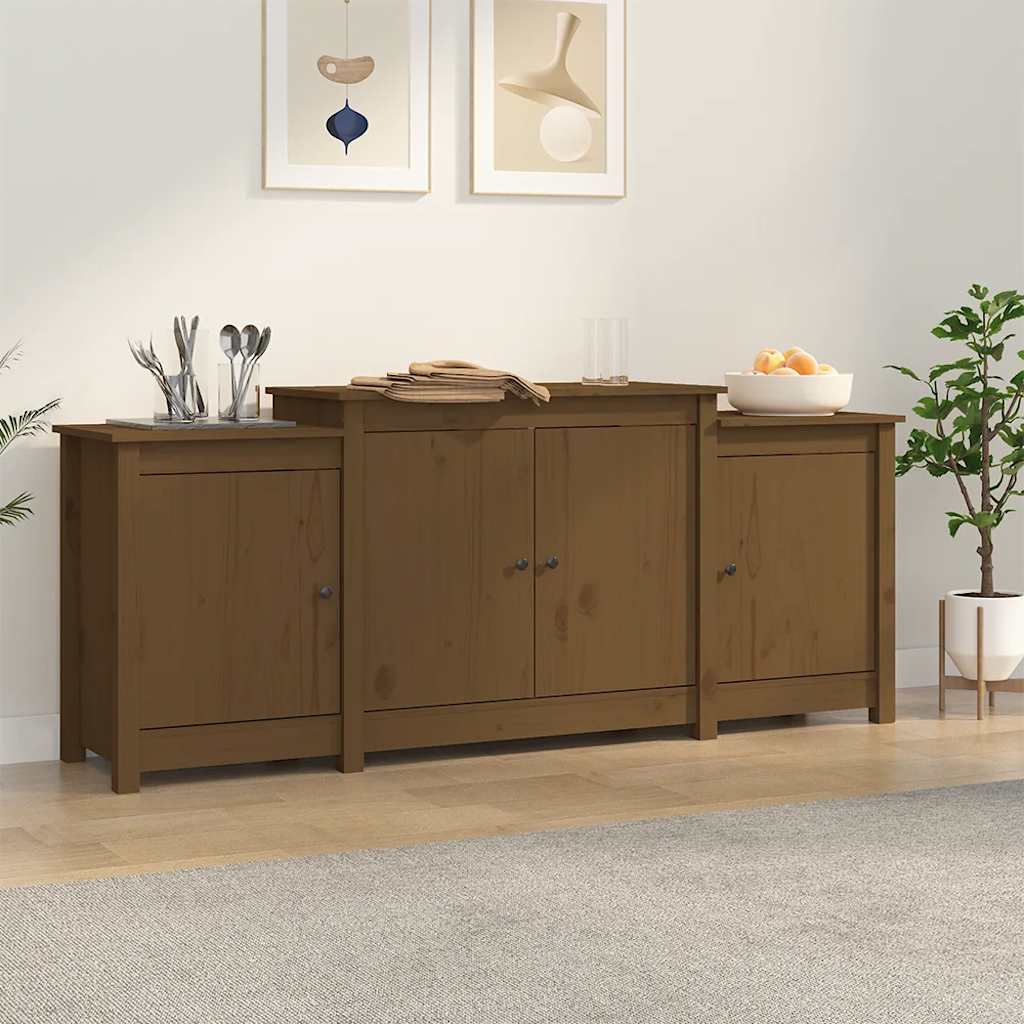 foto del prodotto credenza marrone miele 164x37x68 cm in legno massello di pino