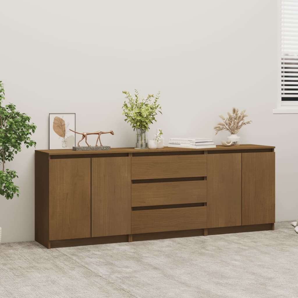 foto del prodotto credenza marrone miele 180x36x65 cm in legno massello di pino cod mxl 40960