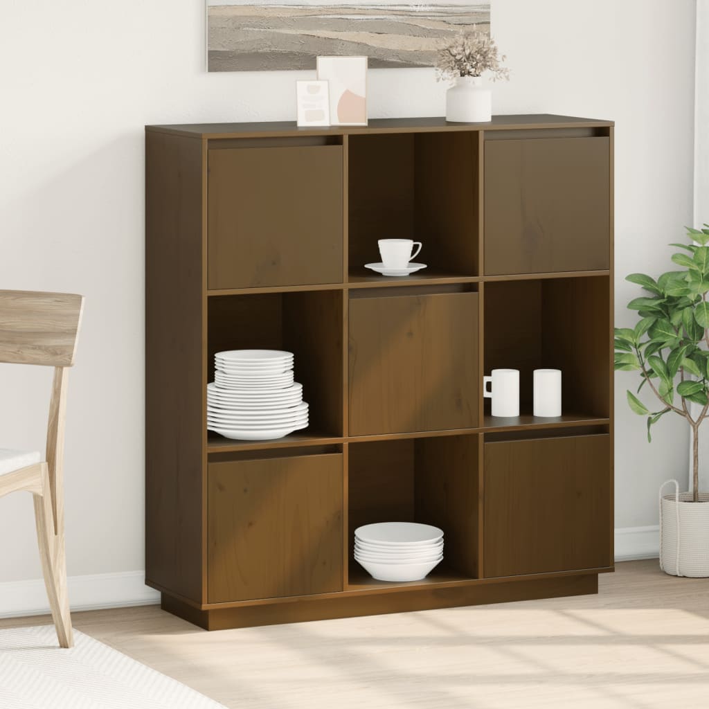 foto del prodotto credenza miele 110,5x35x117 cm in legno massello di pino cod mxl 23050