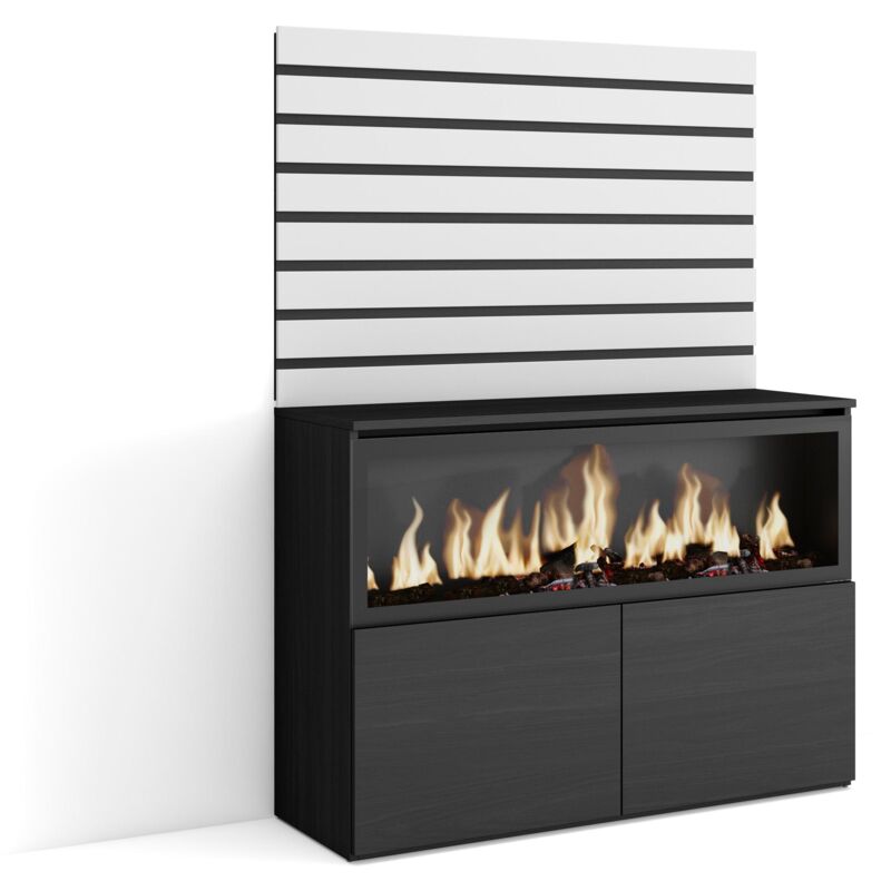 foto del prodotto credenza, mobile, buffet, stoccaggio, 107x145x35 cm, camera da letto, stanza, camino elettrico xxl, stile moderno, bianco skraut home