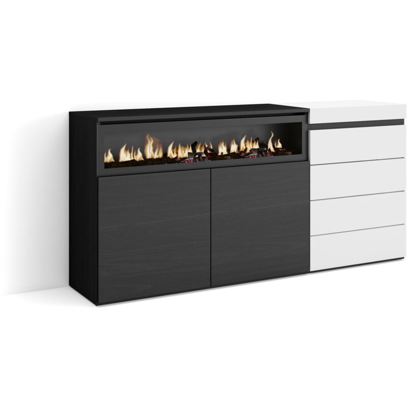 foto del prodotto credenza, mobile, buffet, stoccaggio, 157x75x35 cm, camera da letto, stanza, camino elettrico, cassettiera, stile moderno, bianco skraut home