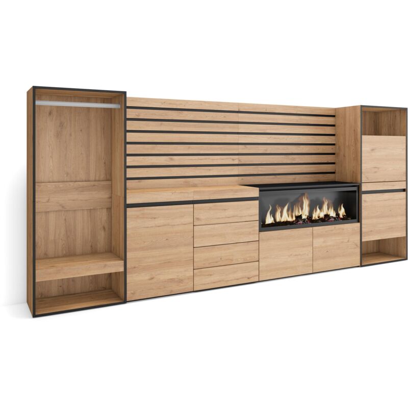foto del prodotto credenza, mobile, buffet, stoccaggio, 334x145x35 cm, camera da letto, stanza, camino elettrico xxl, cassettiera, scarpiera, armadio aperto, stile