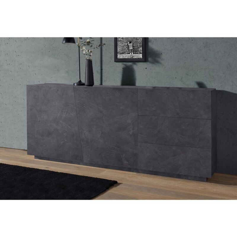foto del prodotto credenza mobile con 3 cassetti e 2 ante madia ardesia da ingresso 180 cm