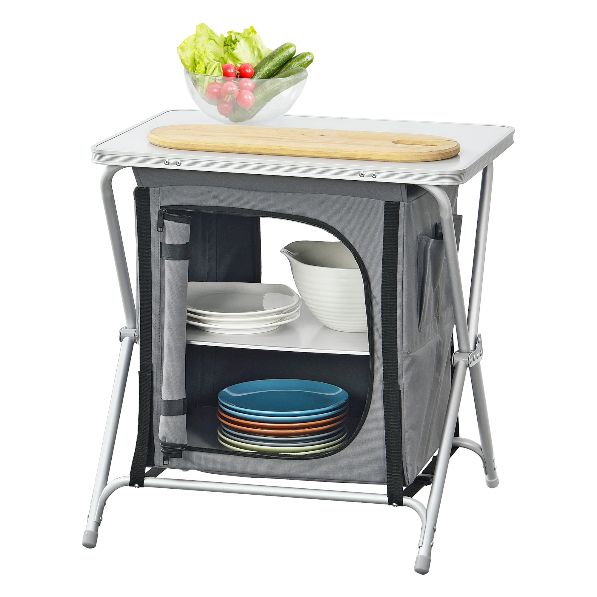 foto del prodotto credenza mobile da campeggio tullinge pieghevole con borsa di trasporto axlxp 64x60x45 cm en.casa 
