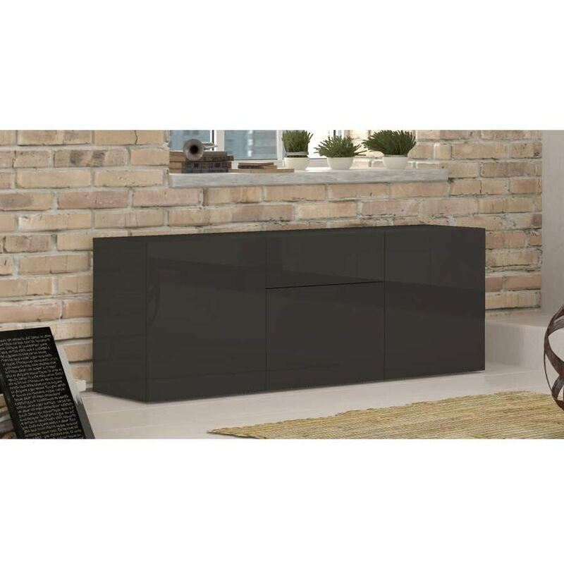 foto del prodotto credenza moderna 3 ante 1 cassetto metis bianco lucido