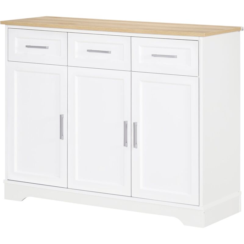 foto del prodotto credenza moderna 3 cassetti e 3 ante 101x39x82 cm in mdf e truciolato bianco