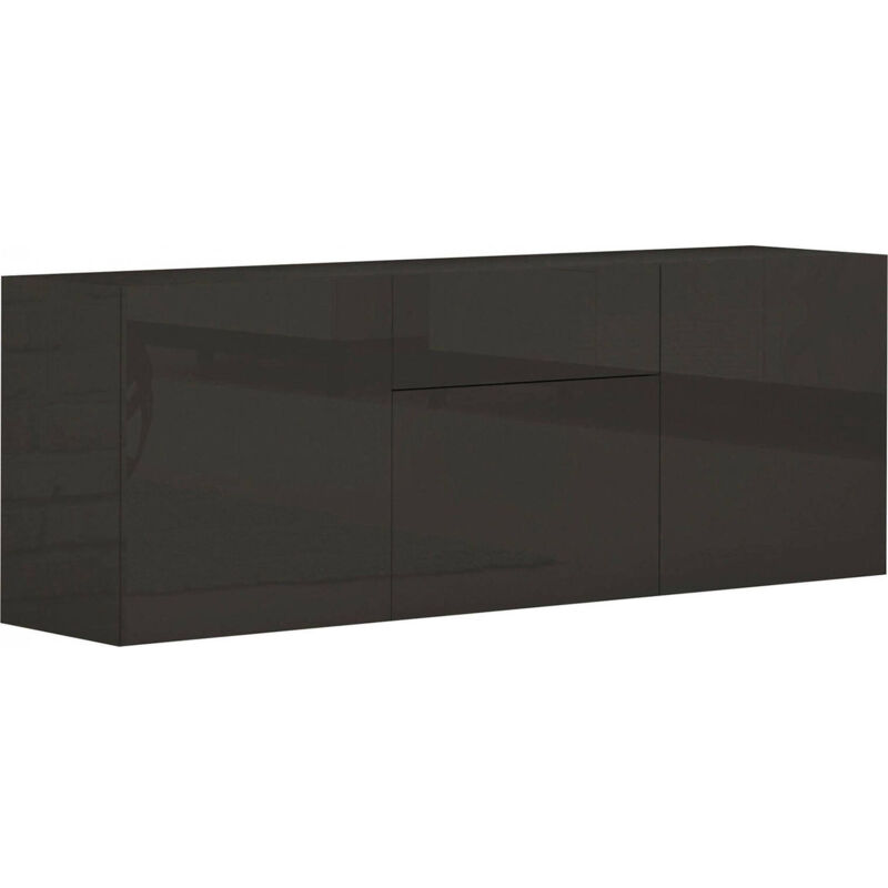 foto del prodotto credenza moderna a 3 ante e 1 cassetto, made in italy, madia da cucina, buffet di design da soggiorno, con piedini, cm 170x40h35, colore antracite