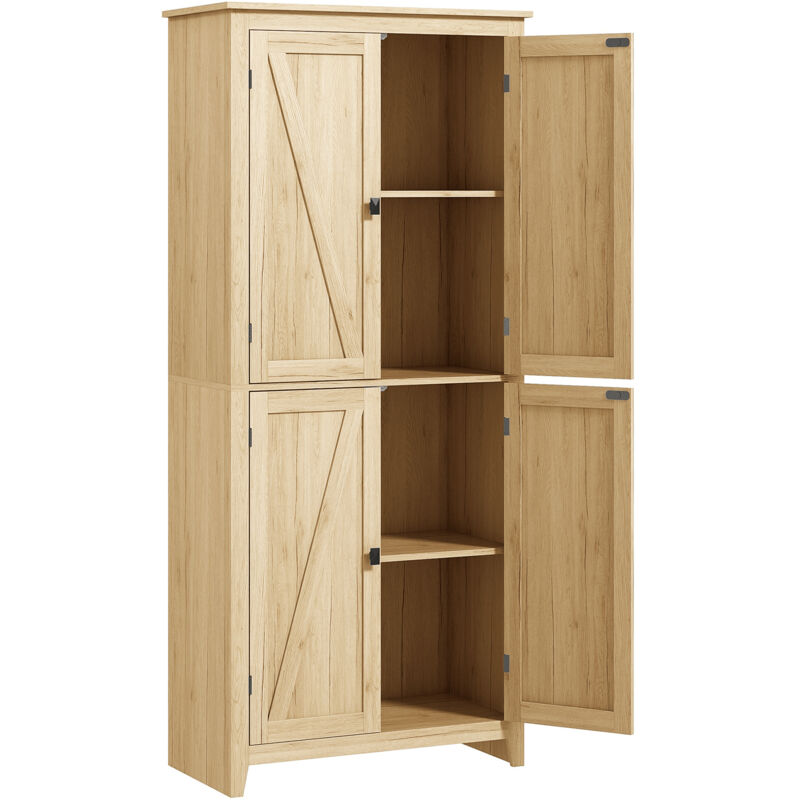 foto del prodotto credenza moderna a 4 ante in legno con mensole regolabili e base rialzata homcom