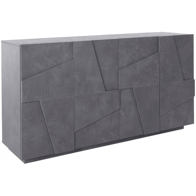 foto del prodotto credenza moderna a 4 ante, made in italy, madia da cucina, buffet di design da soggiorno, cm 162x44h86, colore grigio cenere, con imballo rinforzato