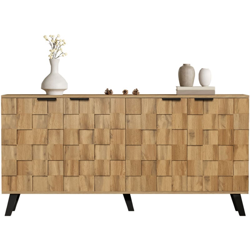 foto del prodotto credenza moderna con 4 ante, 160,5 x 35,5 x 78 cm design pratico per soggiorno, camera da letto e sala da pranzo