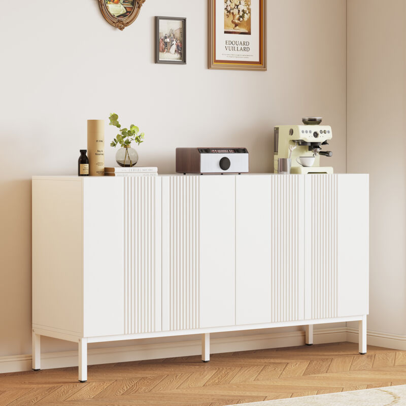 foto del prodotto credenza moderna con einzigartiger linie, 4 t rig, grifflose t r, f r esszimmer, wohnzimmer und k che bianco 