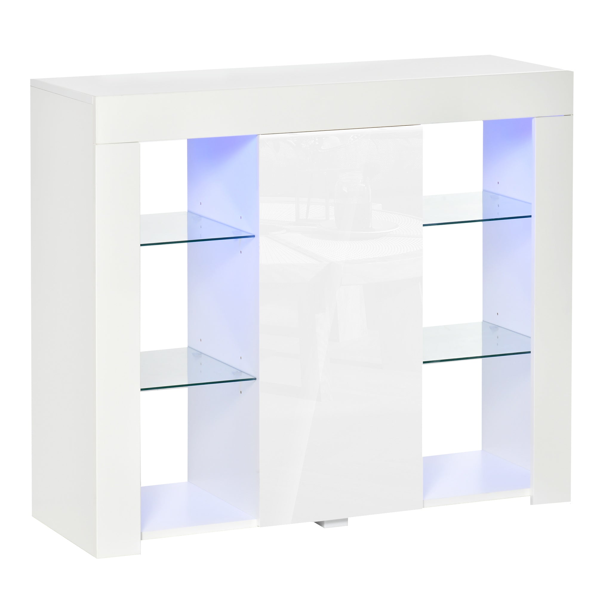 foto del prodotto credenza moderna con mensole 97x35x83 cm in legno truciolare bianco