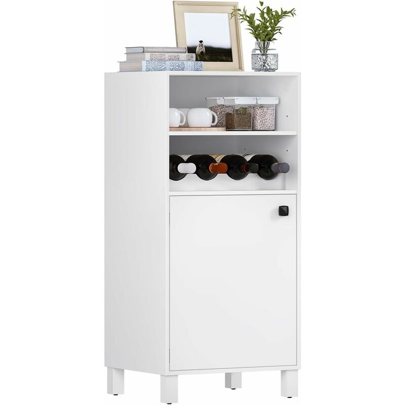 foto del prodotto credenza moderna con tanto spazio. credenza cucina con portabottiglie per 5 bottiglie. libreria chiusa.bianco woltu