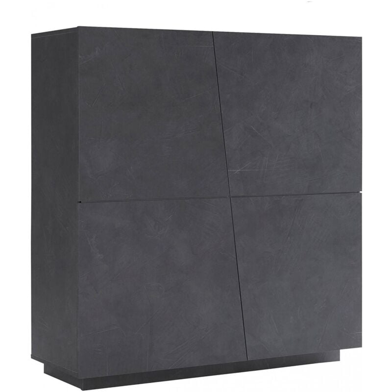 foto del prodotto credenza moderna di design a 4 ante battenti, made in italy, buffet da cucina, madia con scaffali da cucina, cm 120x43h126, colore grigio ardesia,