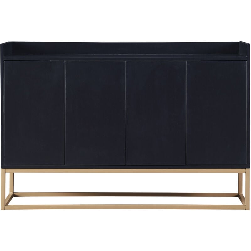 foto del prodotto credenza moderna in stile minimalista, 4 ante, senza maniglie, per sala da pranzo, soggiorno, cucina nero 