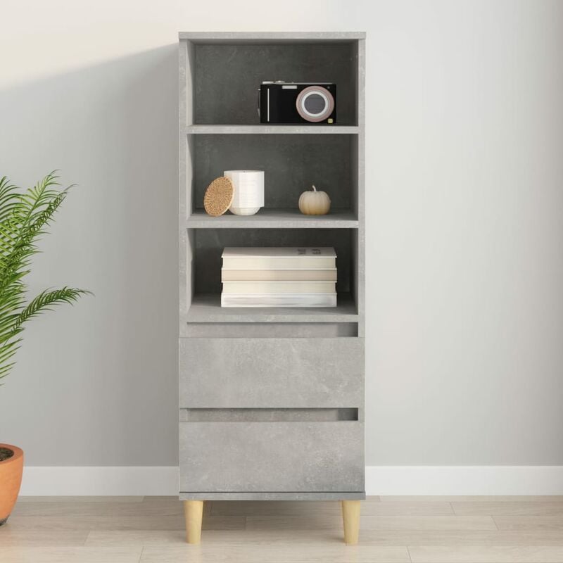 foto del prodotto credenza moderna madia da cucina mobile buffet armadio da cucina grigio cemento 40x36x110 cm in legno multistrato vmoe59791 bonnevie