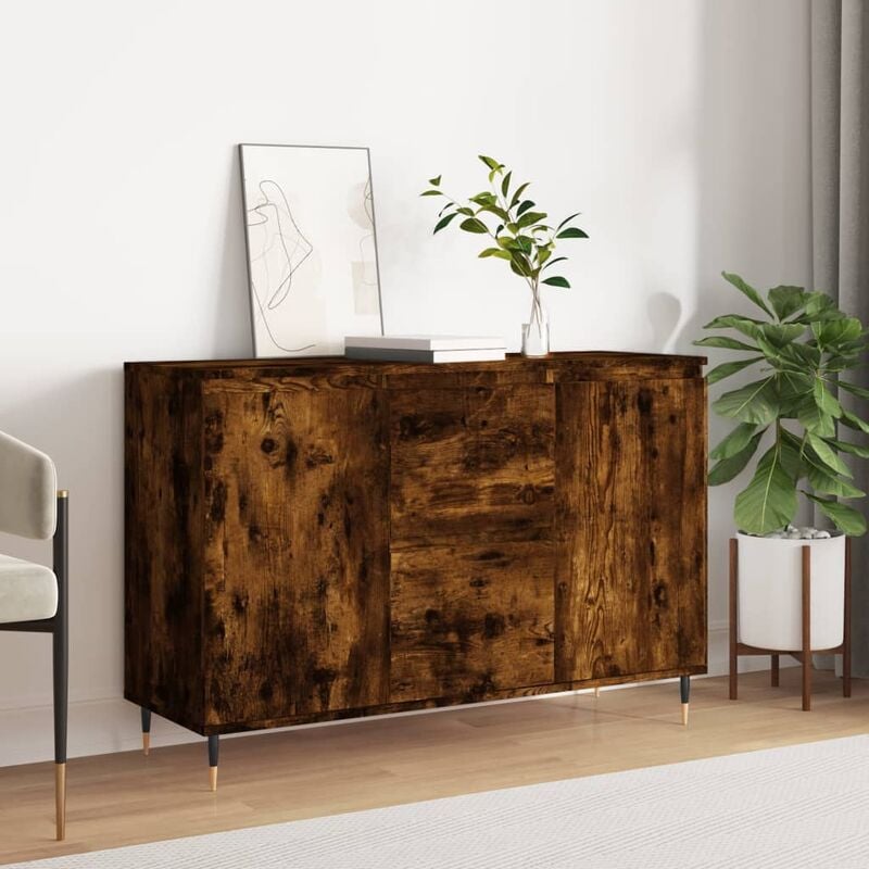 foto del prodotto credenza moderna madia da cucina mobile buffet armadio da cucina rovere fumo 104x35x70 cm in legno multistrato vmoe85613 bonnevie