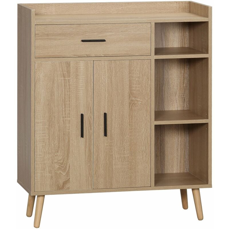 foto del prodotto credenza moderna multiuso con armadietto e cassetto 80x30x96,5 cm in legno naturale