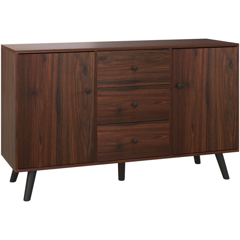foto del prodotto credenza moderna per soggiorno ingresso e sala da pranzo marrone e nera homcom