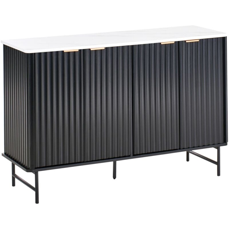 foto del prodotto credenza moderna soggiorno camera da letto con 4 ante in mdf effetto marmo nero glastonbury