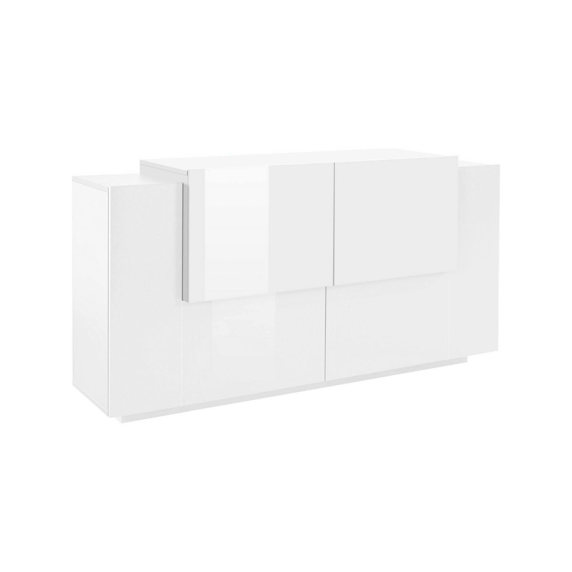 foto del prodotto credenza muscari, madia da cucina a 2 ante e 2 cassetti, buffet da soggiorno, 100 made in italy, cm 160x45h86, bianco lucido
