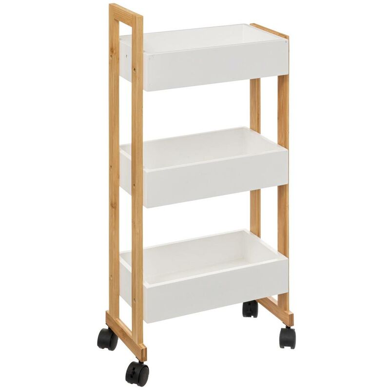 foto del prodotto credenza natur o a 3 livelli in bamb bianco su rotelle 5five