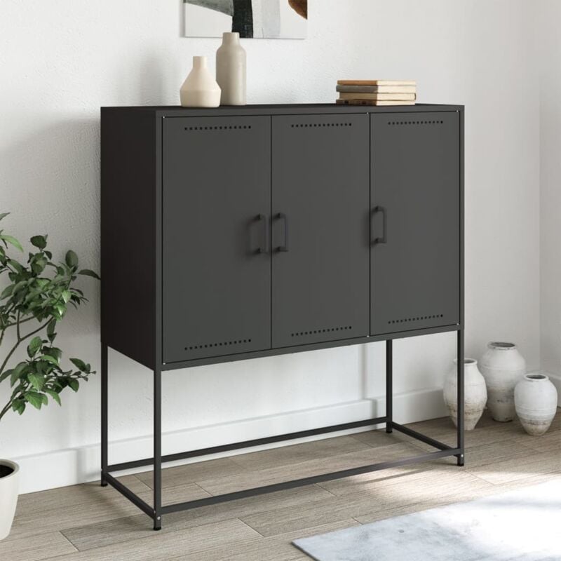 foto del prodotto credenza nera 100,5x39x107 cm in acciaio vidaxl