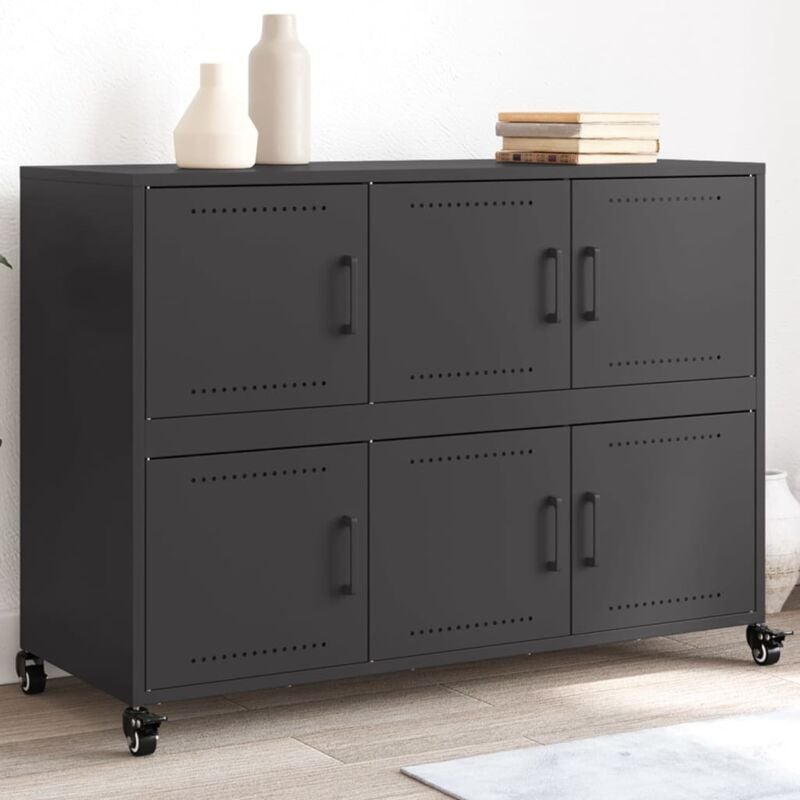 foto del prodotto credenza nera 100,5x39x72 cm in acciaio laminato a freddo vidaxl