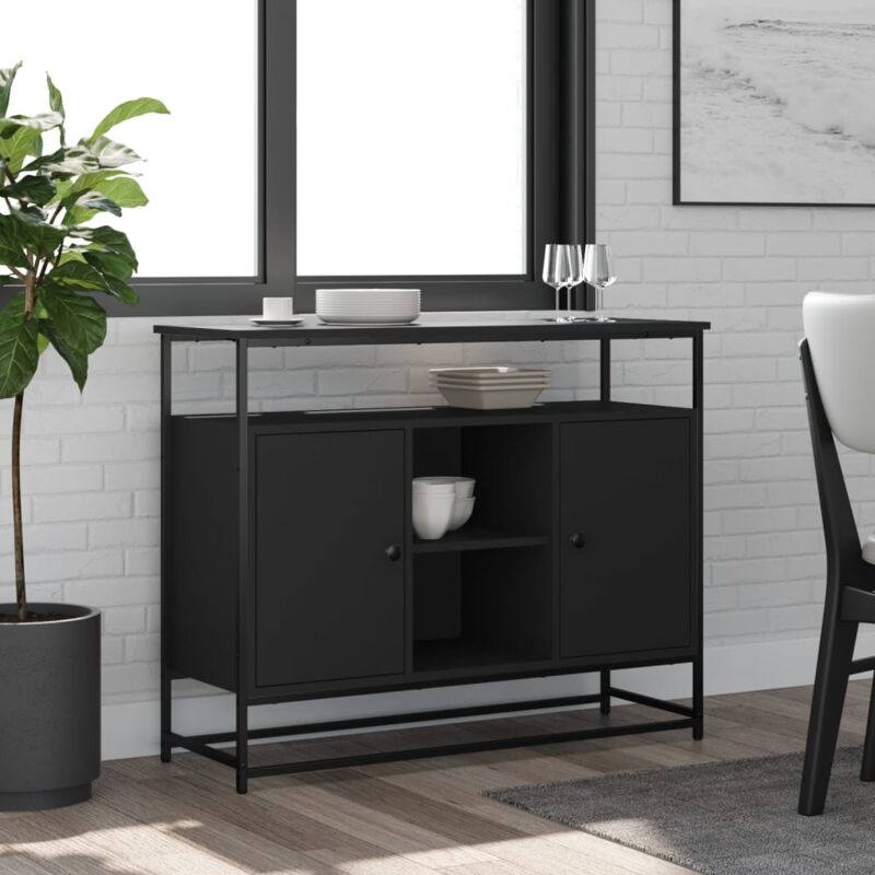 foto del prodotto credenza nera 100x35x80 cm in legno multistrato vidaxl