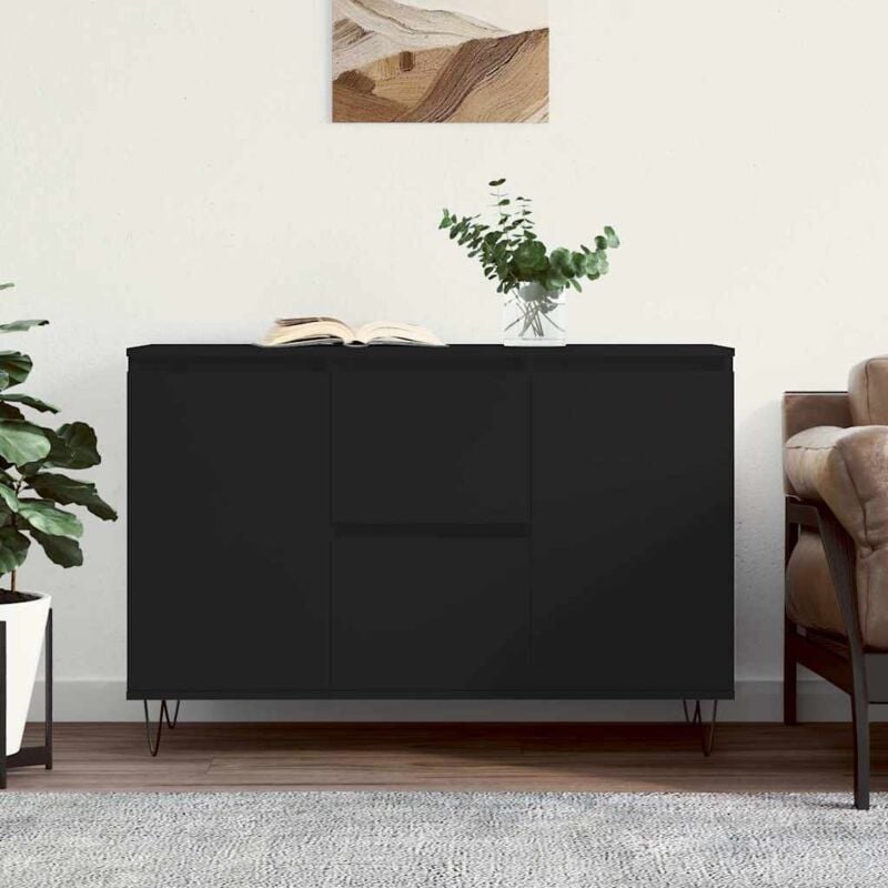 foto del prodotto credenza nera 101,5x35x70 cm in legno multistrato vidaxl