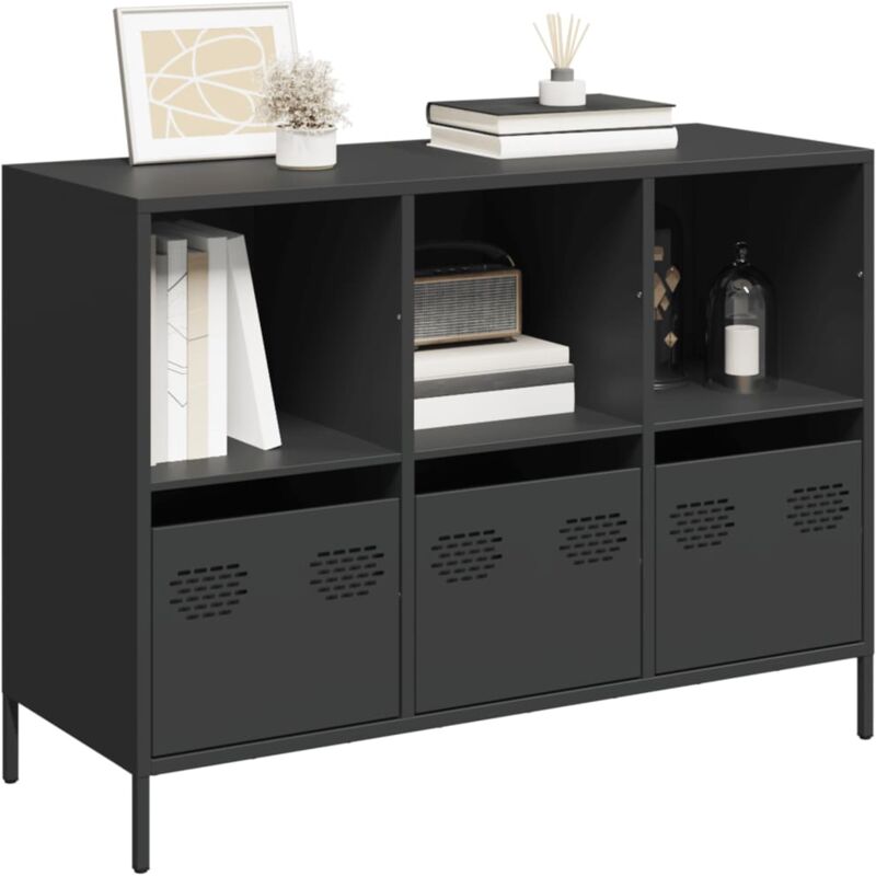 foto del prodotto credenza nera 101,5x39x73,5 cm in acciaio laminato a freddo vidaxl