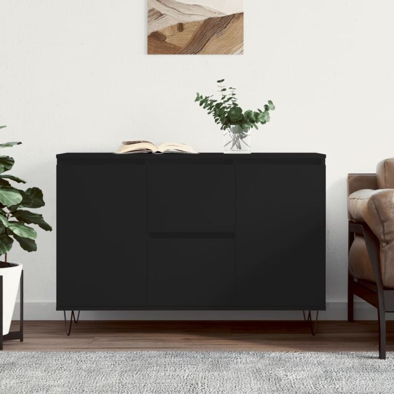 foto del prodotto credenza nera 104x35x70 cm in legno multistrato
