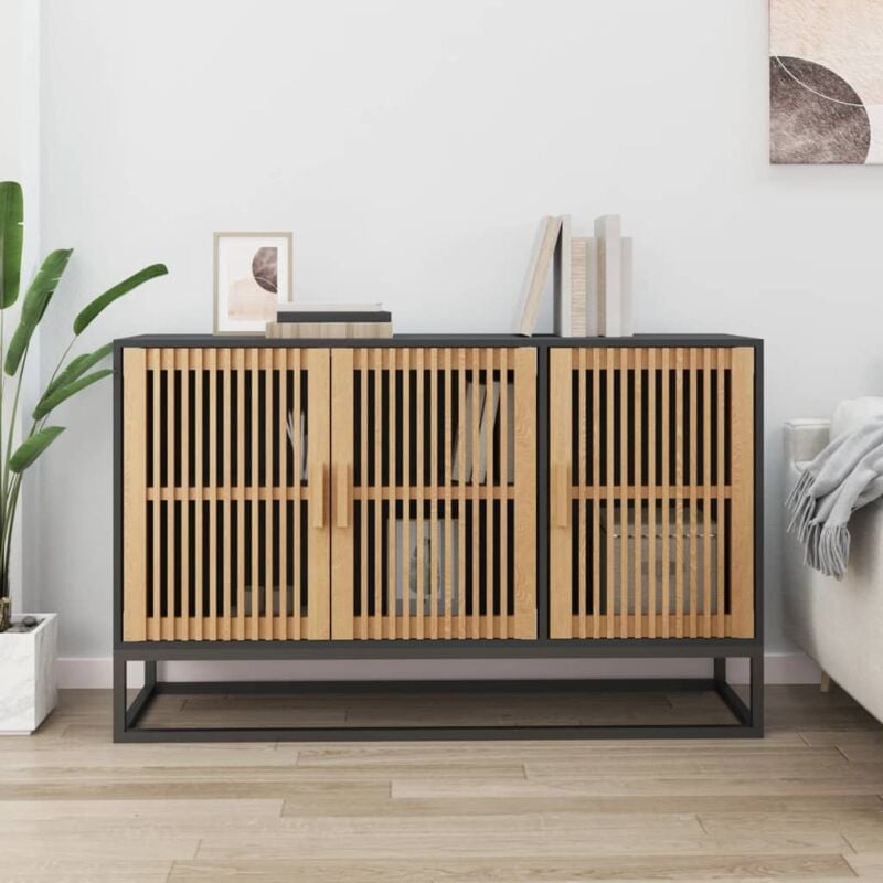 foto del prodotto credenza nera 105x30x65 cm in legno multistrato vidaxl